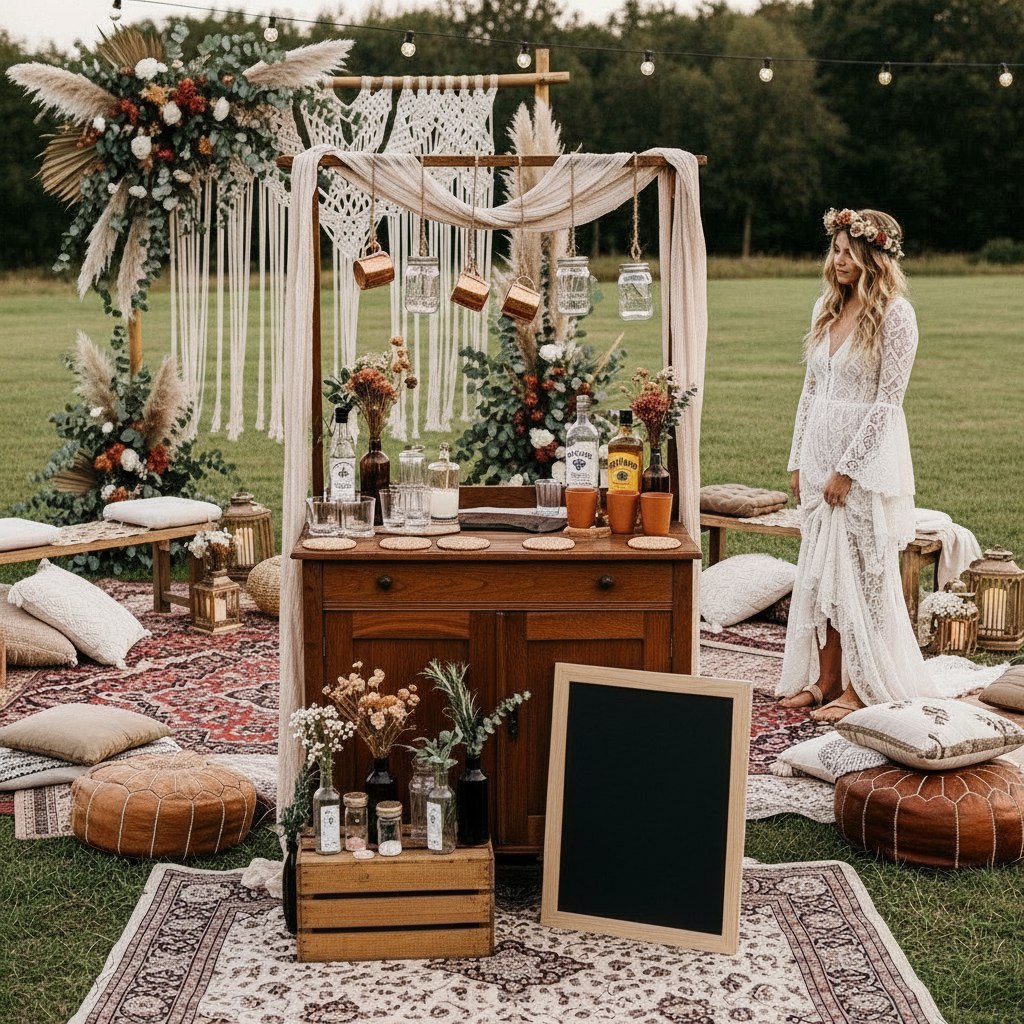 Bride next to bar